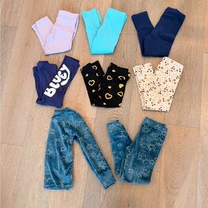 Lot of 8 Girls Leggings and Pajamas 3T